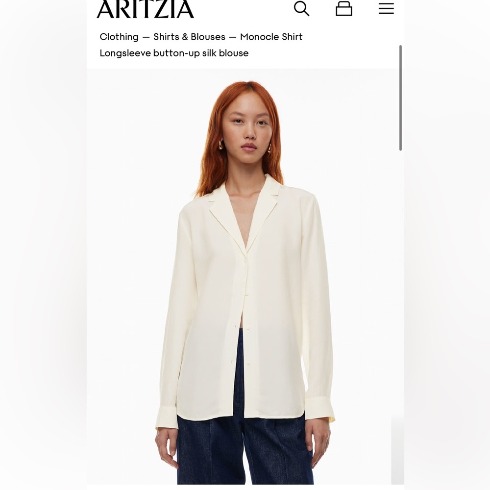 Aritzia Babaton Monocle Blouse (matte pearl)